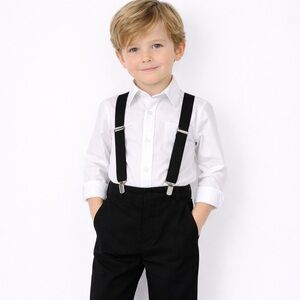 French Toast Black Suspenders with White Shirt